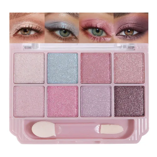 Miniatura 10 de SUAKE Paleta de sombras de ojos rosa nude, mate y brillante, alta pigmentación, 12 colores marrón y morado para maquillaje de ojos, paleta de 01#