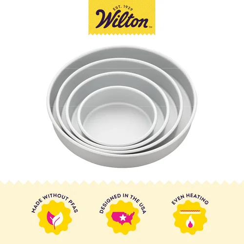 Miniatura 3 de Wilton Juego de moldes redondos de aluminio, 4 piezas para pasteles en capas, duradero, calentamiento uniforme, resistente al óxido, utensilios