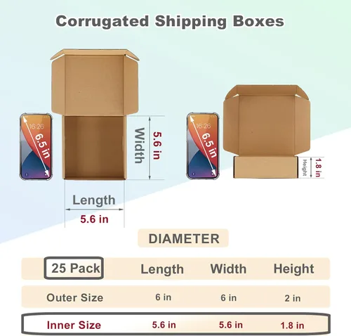 Miniatura 2 de MEBRUDY - Cajas para envío de 6 x 6 x 2 pulgadas, paquete de 25 unidades, caja pequeña de cartón corrugado para envío de literatura por correo Marrón