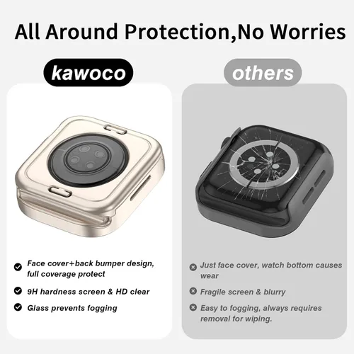 Miniatura 4 de Paquete de 4 fundas impermeables compatibles con Apple Watch de 1.732 pulgadas (1.732 in) Series 6/5/4/SE con protector de pantalla de vidrio