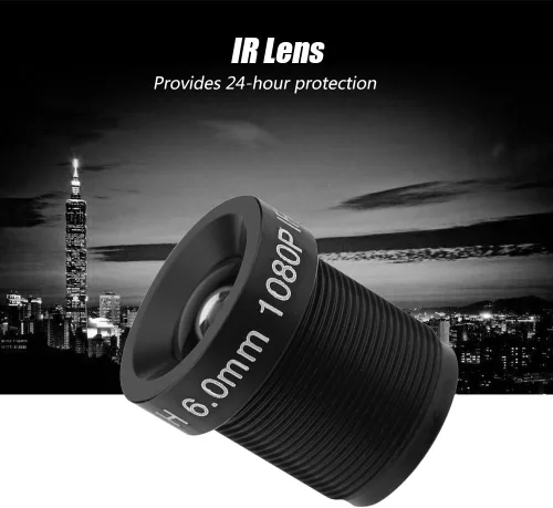 Miniatura 5 de Lente de cámara CCTV de 0.236 in, lente de seguridad IR de 2 MP con gran angular de 58°, lente de cámara IP de visión nocturna de 24 horas para CCD