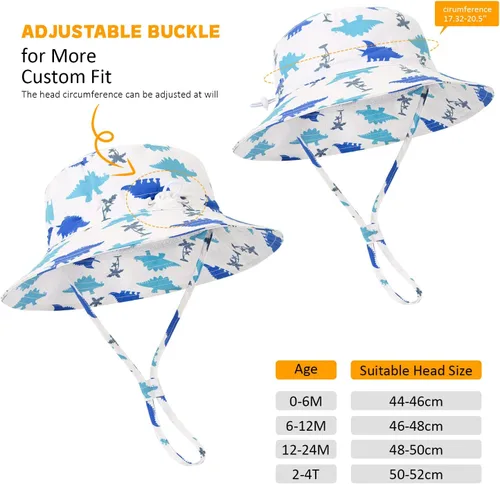 Miniatura 5 de Sombrero de sol para bebé, para verano, playa, protección solar UPF 50+, sombrero de ala ancha para niños pequeños