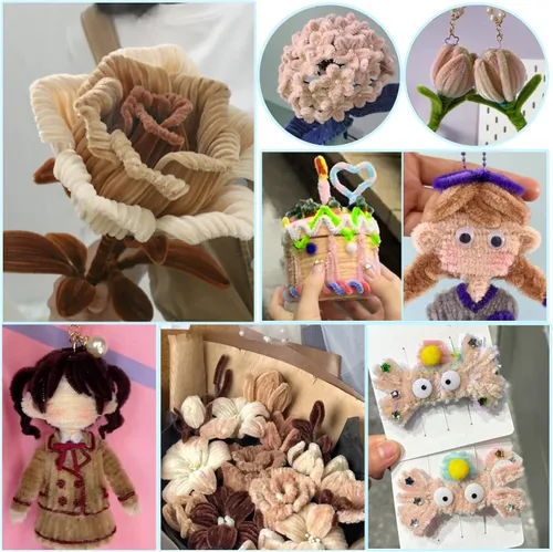 Miniatura 7 de TOAOB 100 unidades de limpiadores de tuberías Limpiadores de tuberías beige Tallos de chenilla de 6 mm x 12 pulgadas Palos esponjosos Suministros