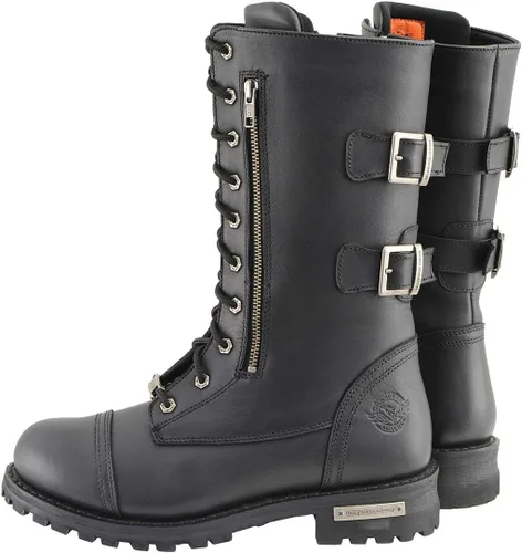 Miniatura 6 de Milwaukee Leather Botas de cuero con cordones tácticas negras de 13 pulgadas de alto para hombre con cremallera con bolsillo de almacenamiento