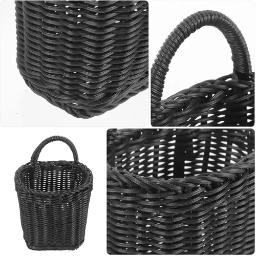 Miniatura 6 de Cabilock Organizador de cesta tejida para colgar en la pared para cocina y baño, mango decorativo de imitación de ratán para plantas, frutas