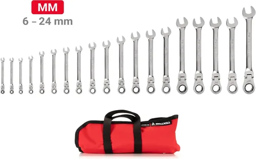 Miniatura 2 de TEKTON Juego de llaves combinadas con cabeza flexible de 12 puntos con bolsa, 19 piezas (6-24 mm) WRC95403