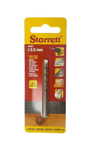 Starrett Brocas de punta dividida – HSS de alta velocidad de acero de 0.098 x 2.244 in KBAR025 Broca helicoidal – para acero fundido, madera,