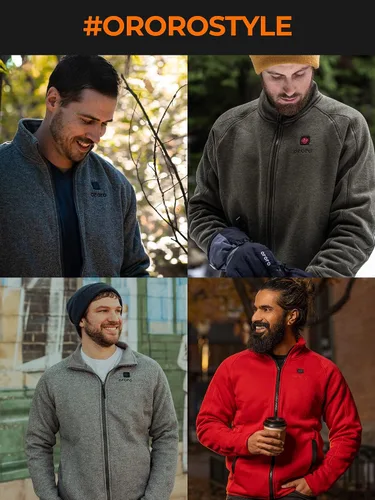 Miniatura 5 de ORORO Chaqueta de forro polar con cremallera completa para hombre con batería