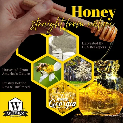 Miniatura 4 de Pure Raw Unfiltered Buckwheat Honey, 32 oz - Premium Dark American Buckwheat Honey by Weeks Honey Farm Bold Molasses Flavor