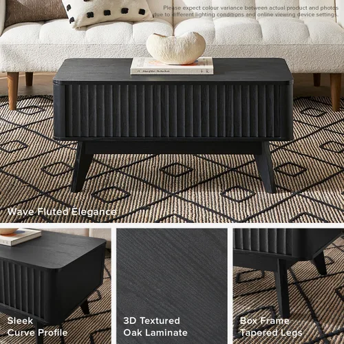 Miniatura 4 de mopio Brooklyn Mesa de Centro con Tapa Elevable para Sala de Estar, Mediados de Siglo, Granja Moderna con Superficie Elevable y Almacenamiento Roble