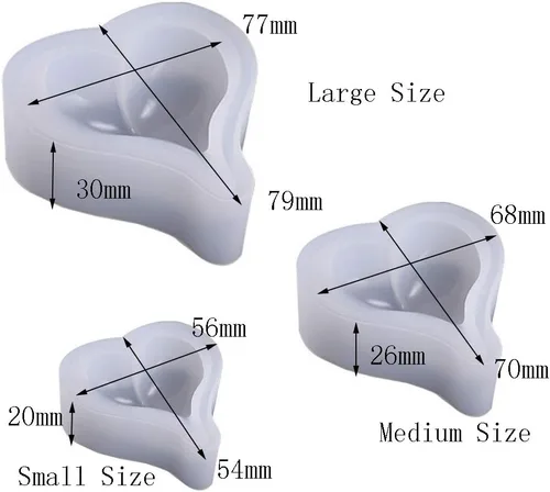 Miniatura 3 de Molde epoxi con forma de corazón profundo de 6 estilos, molde de silicona de tamaño de más de 1 pulgada, cuentas en forma de corazón de amor