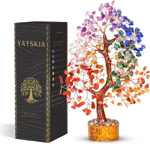 Miniatura 16 de YATSKIA - Árbol de cristal turquesa Feng Shui, alambre, bonsái Buhha, estatua reiki, Chakra curativo energía positiva, buena suerte dinero regalos