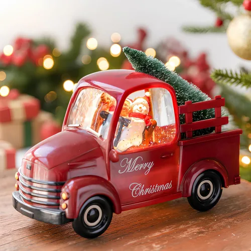 Miniatura 20 de Globo de nieve de Navidad con agua brillante de muñeco de nieve con música y temporizador, linterna iluminada con pilas para regalos de decoración