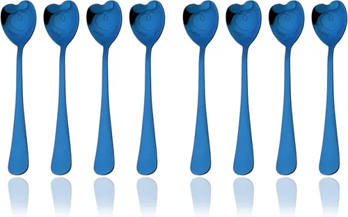 Miniatura 13 de JASHII 8 cucharaditas de acero inoxidable con forma de corazón negro brillante, cucharas de café de postre, cuchara de amor, cuchara mezcladora