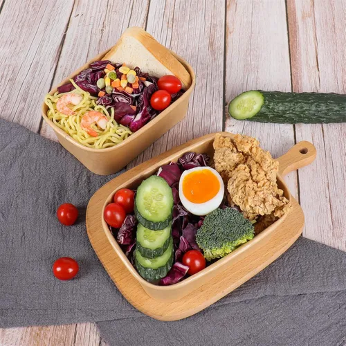 Miniatura 4 de Cuencos de papel kraft desechables de 25 onzas con tapas, recipientes rectangulares para alimentos, cuencos de sopa, suministros de fiesta, cuencos