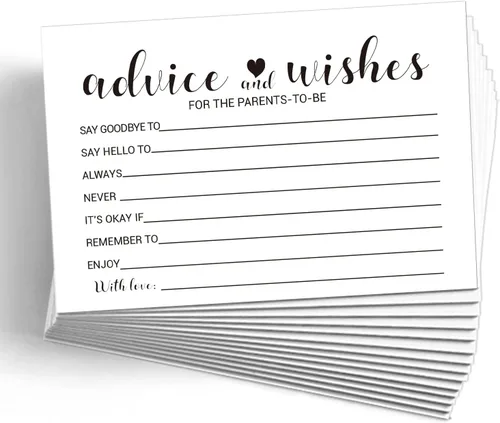 KRUCVOJO 50 tarjetas de consejos y deseos para los futuros padres - Tarjetas de consejos para nuevos padres para actividades de juegos de baby