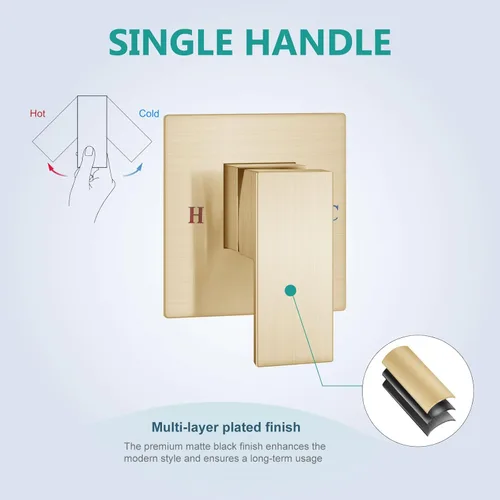 Miniatura 4 de Aolemi Grifo de baño de montaje en pared, relleno de bañera de cascada, grifo de fregadero montado en la pared de una sola manija con válvula, oro