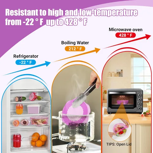 Miniatura 6 de Tapas elásticas de silicona para almacenamiento de alimentos en el refrigerador, fundas elásticas reutilizables para tazas, latas, tarros, 6 piezas