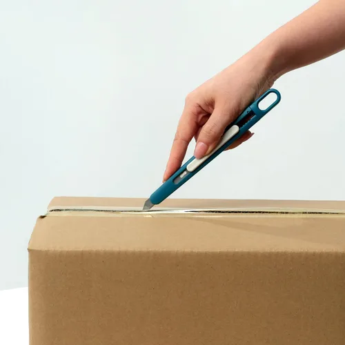 Miniatura 6 de Cortador de caja de seguridad de cuchillo de precisión, auto retráctil, delgado, longitud de hoja ajustable rápido, perfecto para recortar, verde