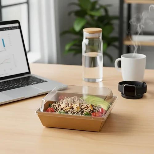 Miniatura 5 de Hiceeden Paquete de 100 Cajas de Charcutería con Tapas Transparentes, 5.4"×5"×2.5" Caja de Papel para Panadería Postres Sándwich, Recipientes