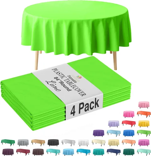 Miniatura 24 de Party Solids Paquete de 4 manteles de plástico color azul aguamarina, 54 x 108 pulgadas, mantel desechable para fiestas y pícnics