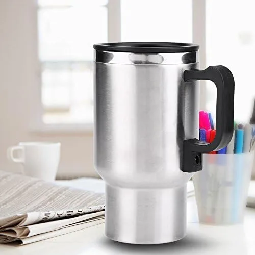 Miniatura 4 de Hervidor eléctrico de agua caliente, 12 V, 15.2 fl oz, hervidores eléctricos de acero inoxidable, taza de calefacción de viaje, taza de café, té