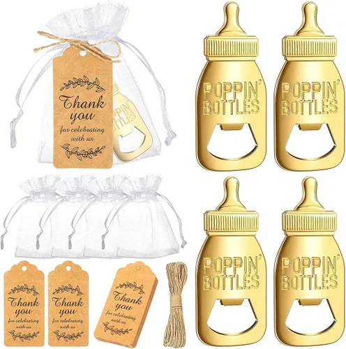 Miniatura 10 de CHENGU Abridores de Botellas Pop para Baby Shower, Recuerdos de Regreso para Invitados, Decoraciones de Abridor de Botellas y Souvenirs con Bolsas
