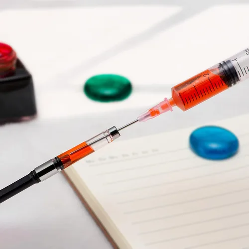 Miniatura 4 de Jeringa de plástico de llenado de tinta de 5 ML/CC con punta de aguja de acero inoxidable romo para pluma estilográfica, impresora