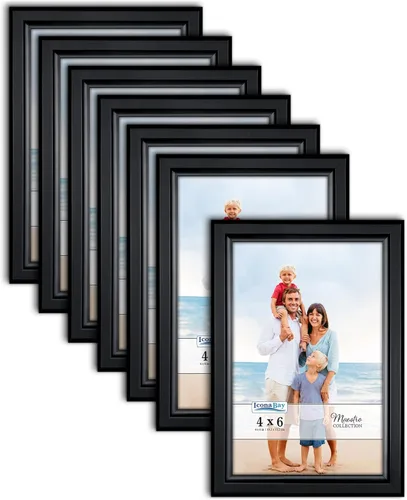 Icona Bay Juego de marcos de fotos de 4 x 6 pulgadas (negro, paquete de 12), estilo contemporáneo con clase, colección Maestro