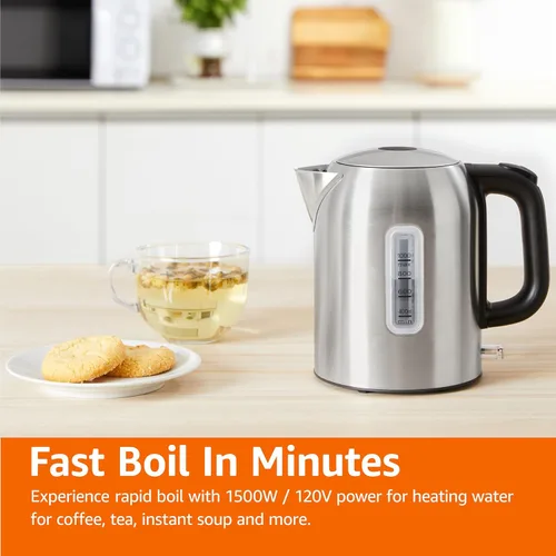 Miniatura 7 de Amazon Basics Hervidor eléctrico de 1.1 cuartos de galón, hervidor de té y caldera de agua, con apagado automático, protección contra hervir