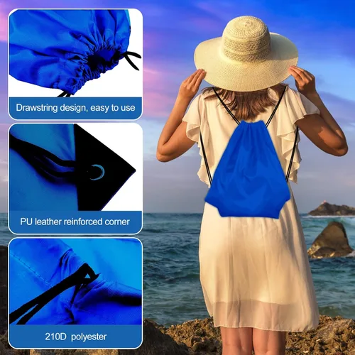 Miniatura 2 de KUUQA Mochila con cordón, bolsa de almacenamiento para escuela, gimnasio, viajes, Azul, Viajar