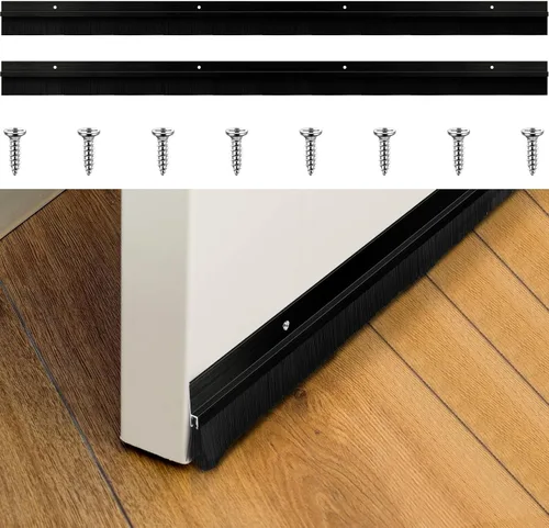 Miniatura 21 de Frienda Juego de 4 cepillos para puerta, cepillo de barrido inferior, burlete de aluminio para puerta con tornillos para huecos de hasta 1 pulgada