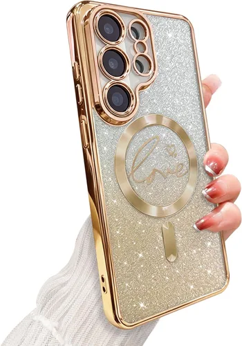Miniatura 239 de ZONRW - Funda para Samsung Galaxy S22 Ultra magnética, para mujeres y niñas, cubierta trasera suave, lujosa, con corazón de amor, bling, degradado