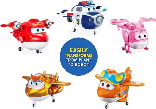 Miniatura 3 de Super Wings Paquete de 5 figuras de acción transformables Jett, Paul, Dizzy, Golden Boy y Sunny para niños preescolares de 3 a 5 años
