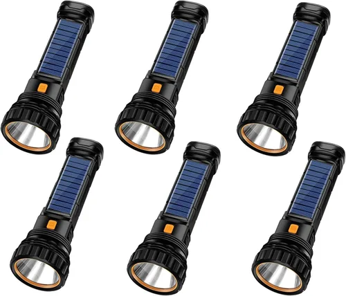 Miniatura 4 de E-SHIDAI 4 linternas LED solares/recargables multifunción, 1000 lúmenes, con luz estroboscópica de emergencia y batería de 1200 mAh, fuente