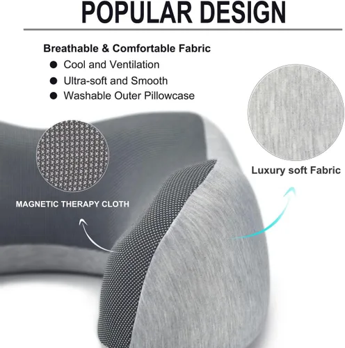 Miniatura 3 de napfun Almohada para el cuello para viajar, almohada para el cuello de viaje mejorada para avión, espuma de memoria 100% pura, almohada de viaje Kit
