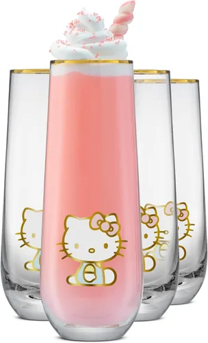 Miniatura 10 de JoyJolt Milo Copas de champán sin tallo, juego de 4 vasos de cristal. 9.4 onzas. Juego de copas de champán. Copas de vino prosecco, juego de copas