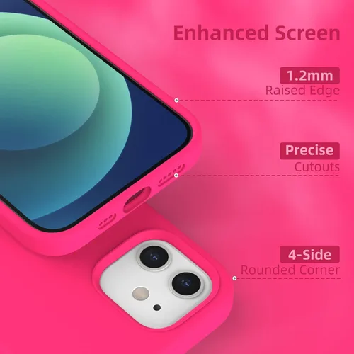 Miniatura 5 de Funda de silicona líquida compatible con iPhone 12/12 Pro, color rosa intenso [Protección contra caídas]
