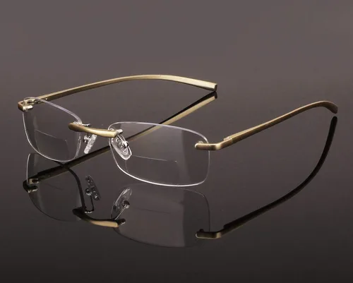 Miniatura 5 de Anteojos de lectura bifocales rectangulares sin montura para hombre y mujer, bisagra de resorte, sin marco, lentes de lectura
