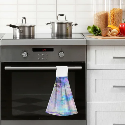 Miniatura 6 de Kigai Toallas colgantes de flores iridiscentes,Toallas de cocina colgantes con cinta mágica,Súper absorbentes,Toallas de lazo colgantes de algodón