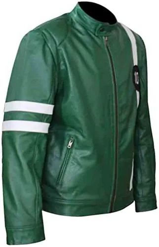 Miniatura 5 de Green Ben-10 - Chaqueta de motociclista para adultos Tennyson Alien Swarm Ryan Kelly de piel sintética ultra suave