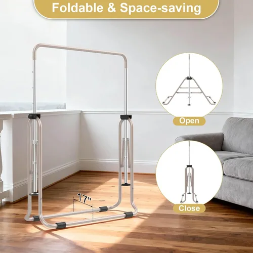 Miniatura 4 de SHIWEI Barra de gimnasia para niños, barra de gimnasia plegable con 5 alturas ajustables, equipo de entrenamiento expandible para interiores
