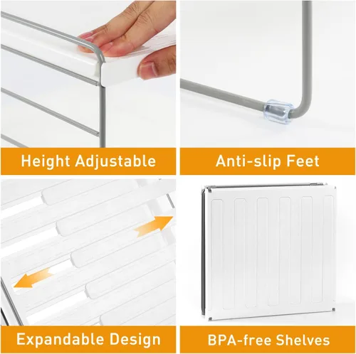Miniatura 5 de Paquete de 2 organizadores de despensa y almacenamiento, organizador expandible de papel de aluminio y envoltura plástica, estante organizador
