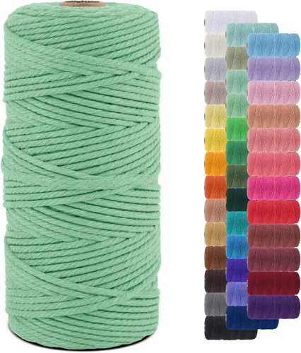 Miniatura 62 de Cuerda de macramé de 0.079 in para 219 yardas, cuerda de algodón natural para manualidades, hilo de cuerda de macramé de colores para colgar