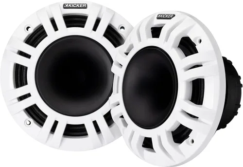KICKER 48KMXL65 6.5" 4-Ohm RGB-LED KMXL Altavoces coaxiales marinos cargados con bocina, par