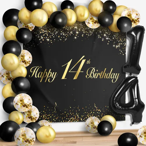 Miniatura 32 de Juego de globos negros de feliz cumpleaños 70 – Decoración de guirnalda temática de fiesta con texto en inglés "Cheers to 70 Years Old Party Theme