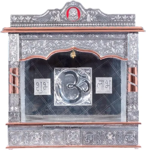 Miniatura 6 de Mandir de plata para el hogar - cobre oxidado - sin puerta (mediano)