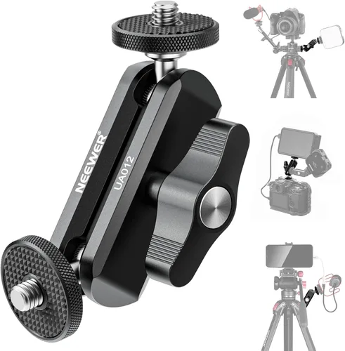 Miniatura 9 de NEEWER Super Clamp con Brazo Mágico de Cabeza Esférica Doble de 3", Zapata Fría, Roscas de 1/4", Adaptador de Montaje para Cámara de Teléfono/Acción