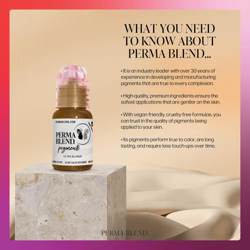 Miniatura 3 de Perma Blend Pigmento de tinta de tatuaje de cejas rubio jengibre, suministros profesionales de microblading para cejas, botella de 1/2 oz