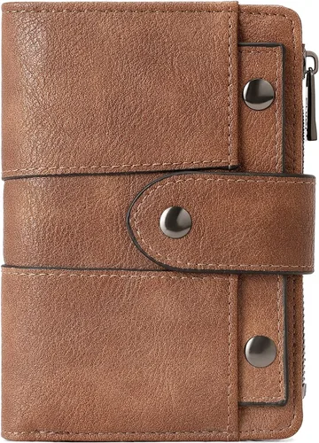 Miniatura 15 de CLUCI Cartera pequeña para mujer, de piel, delgada, plegable, con múltiples tarjeteros, organizador de diseño con ventana de identificación extraíble